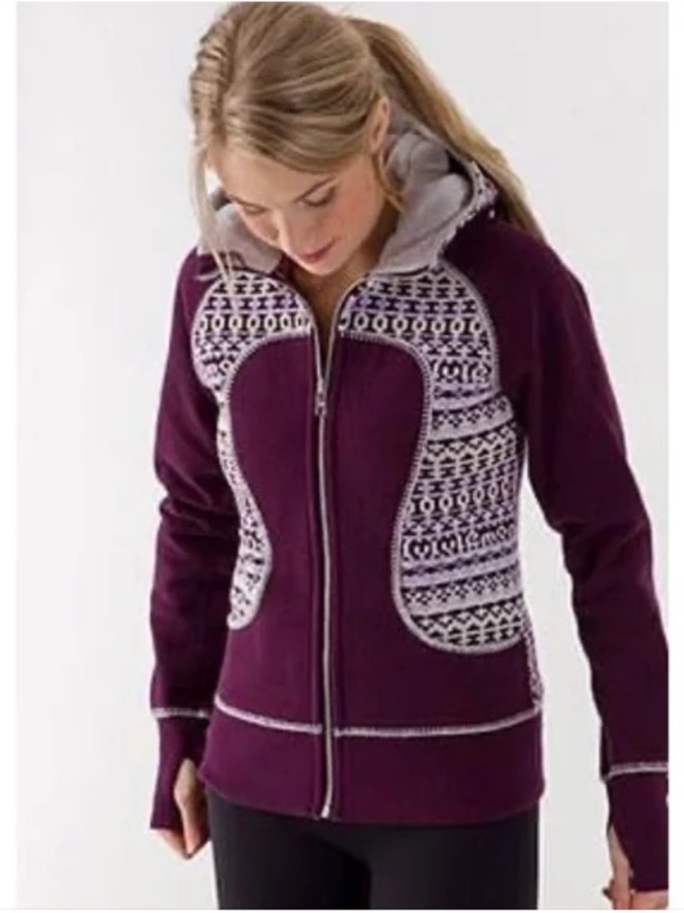 [EUC] LULULEMON Special Edition Fair Isle Knit Scuba Hoodie in plum purple